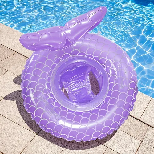 Miniatura 5 de Flotador de piscina para bebé, anillo inflable de sirena con asa de asiento, flotadores de piscina para bebés y niñas pequeños Morado