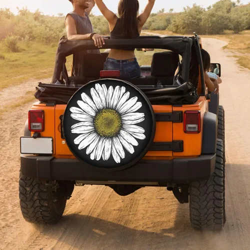 Miniatura 4 de Daisy Flower - Cubierta de neumático de repuesto a prueba de polvo para remolque, RV, SUV y muchos vehículos, 15 pulgadas