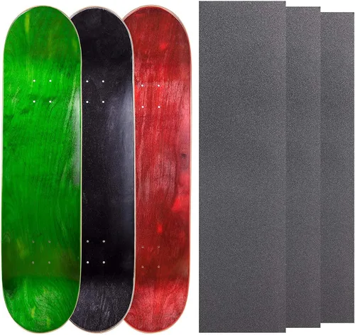Miniatura 26 de Cal 7 Tablas de patineta de arce en blanco con cinta de agarre (paquete de 3, combinaciones)