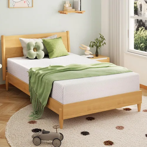 EGOHOME Colchón individual de 6 pulgadas para niños, colchón de espuma viscoelástica con gel de té verde refrescante, alivia la presión con soporte