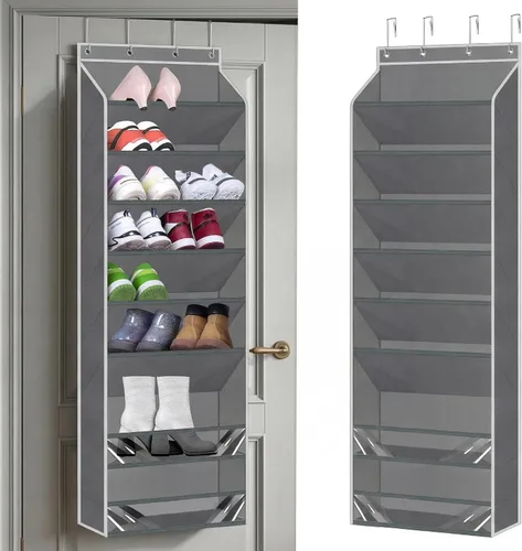 Organizador de zapatos para colgar sobre la puerta de 16 a 20 pares, organizador de zapatos colgante a prueba de polvo sobre la puerta con