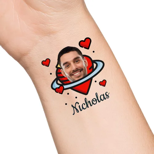 Miniatura 42 de Tatuajes temporales personalizados con texto de nombre, tatuaje temporal personalizado con logotipo fotográfico para adultos, parejas, mujeres