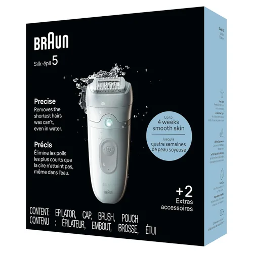 Miniatura 9 de Braun Depiladora Silk-épil 5, dispositivo de depilación, afeitadora y recortadora para mujer, húmeda y seca, incluye tapa de contacto para la piel