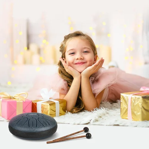 Miniatura 6 de LEKATO Tambor de Lengua de Acero de 6 Pulgadas 11 Notas, Tambor de Lluvia para Jardín Exterior Educación Musical Tambor Handpan, Regalo de Navidad