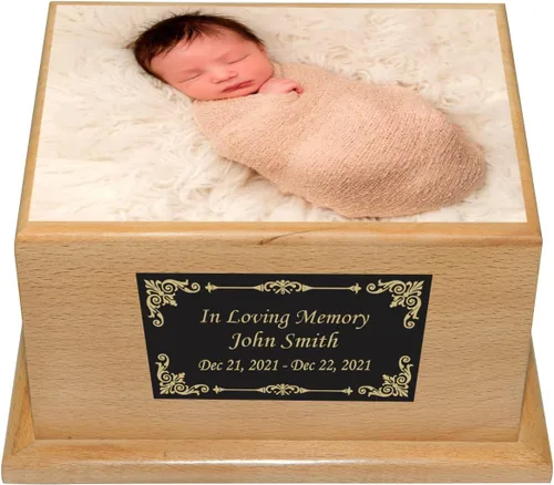 Miniatura 3 de Urna de cremación de bebé de aborto espontáneo, urna de cremación de madera para niños pequeños y niños con grabado personalizado