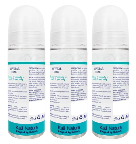 Miniatura 2 de KRYSTAL STONE Desodorante Roll On Sales minerales naturales con aloe vera (paquete de 3) - Fórmula de belleza transparente y limpia - Sin fragancia
