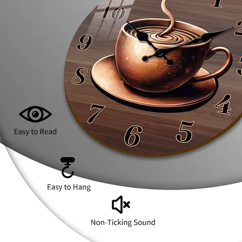 Miniatura 6 de Reloj de madera grande para sala de estar, reloj rústico de 16 pulgadas, funciona con pilas, reloj de pared de taza de café, silencioso, sin tictac