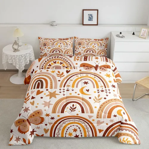 Miniatura 41 de Juego de Edredón de Princesa de Ballet para Niñas Tamaño Individual, Juego de Ropa de Cama de Castillo Arcoíris Kawaii Flores Lindas Mariquita Multi