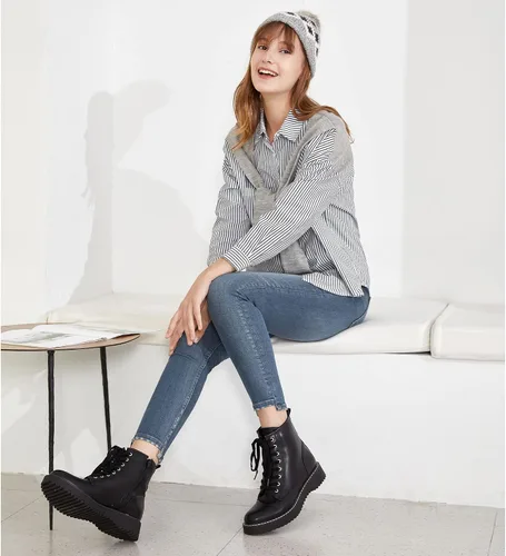 Miniatura 2 de Hawkwell Botas de combate con cremallera lateral y cordones para mujer