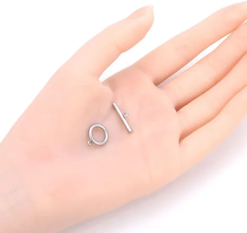 Miniatura 2 de 50 piezas Adabele de acero inoxidable quirúrgico de grado 304 de 0.472 in (0.47 pulgadas), cierre de palanca hipoalergénico OT para manualidades