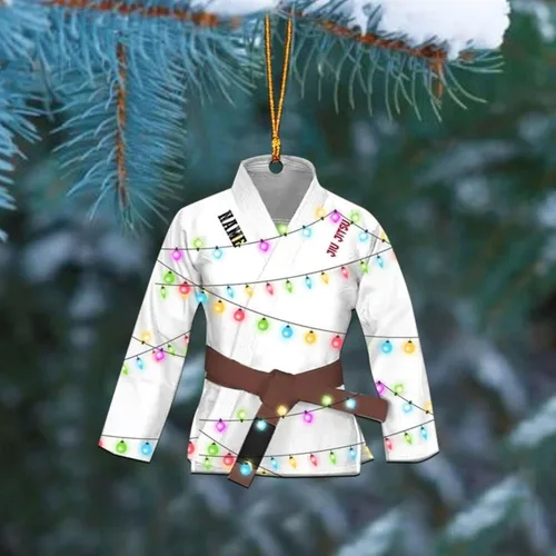 Miniatura 18 de Adorno personalizado de Jiu Jitsu, decoración de árbol de Navidad de artes marciales, regalo de recuerdo navideño BJJ para niños, adolescentes, On63