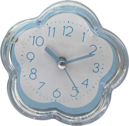 Miniatura 9 de Reloj despertador, lindo reloj despertador en forma de flor, silencioso, de bajo ruido, transparente, pequeño reloj despertador para sala de estar