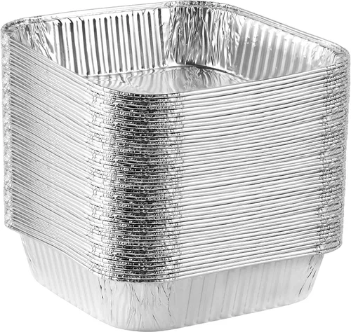 Miniatura 6 de PLASTICPRO Moldes desechables cuadrados de papel de aluminio de 8'' x 8'' x 2'' pulgadas para hornear - Utensilios de repostería perfectos