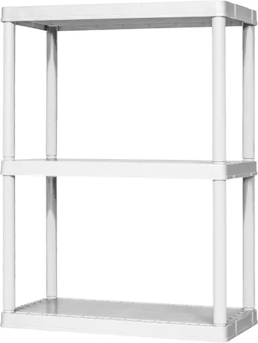 Gracious Living Unidad de almacenamiento ligera de altura fija de 3 estantes, 12 x 24 x 33 pulgadas, sistema organizador para el hogar, garaje, 3