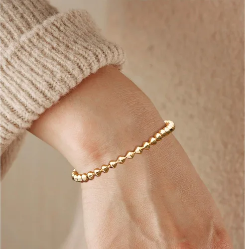 Miniatura 4 de BENEIGE Pulsera para mujer chapada en oro de 14 quilates, clip de papel satélite, bola ovalada, caja de cable, cadena de eslabones en capas