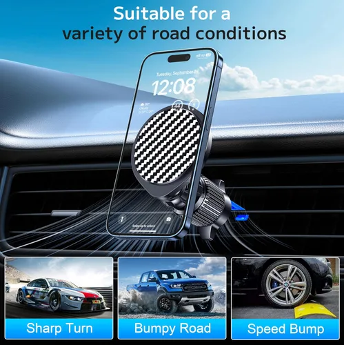 Miniatura 8 de Magsafe - Soporte de coche [imanes fuertes] Soporte magnético para teléfono para salpicadero de ventilación de automóvil [manos libres] Soporte
