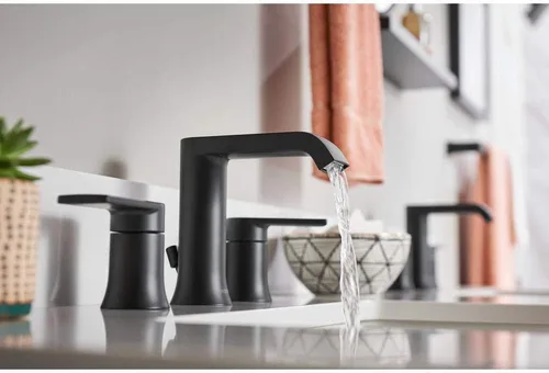 Miniatura 3 de Moen 84763BL Genta Grifo de baño de 2 manijas de 8 pulgadas en negro mate
