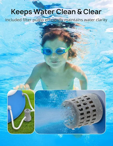 Miniatura 5 de EVAJOY Piscina inflable de 15 pies x 35 pulgadas, incluye bomba de filtro, tela de tierra y cubierta, color azul