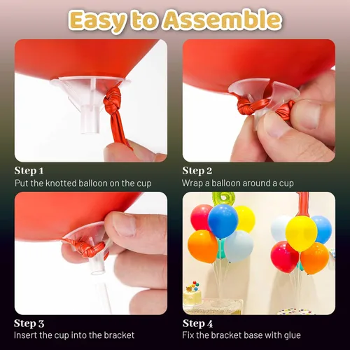 Miniatura 4 de JOYYPOP Juego de 10 soportes para globos, palos de globo con base, suministros para fiestas, cumpleaños, graduación, fiesta, decoración de boda