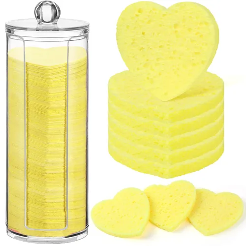 Sieral 120 esponjas faciales comprimidas para mujeres con contenedor, almohadillas desechables para lavar la cara, exfoliante, esteticista, Lemon