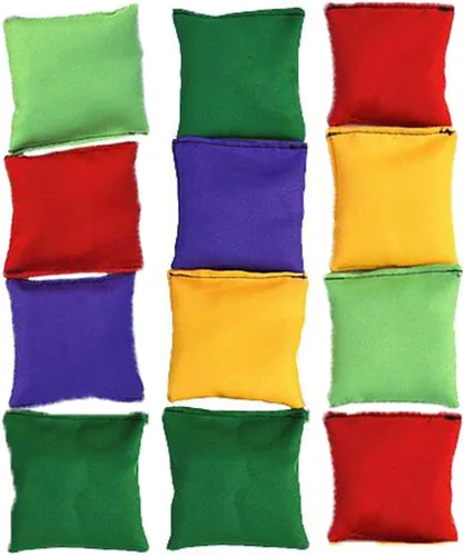 Paquete de 12 bolsas de frijoles de nailon de 2 pulgadas/2.0 in, para niños, familia y adultos, juegos de patio al aire libre, lanzamiento de bolsas