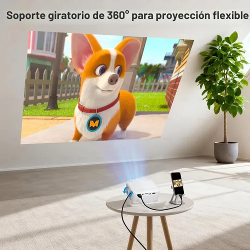 Miniatura 9 de Mini proyector con WiFi y Bluetooth, AKIYO 2026 Proyector actualizado 1080P Full HD, rotación de 360°, Keystone automático, proyector portátil