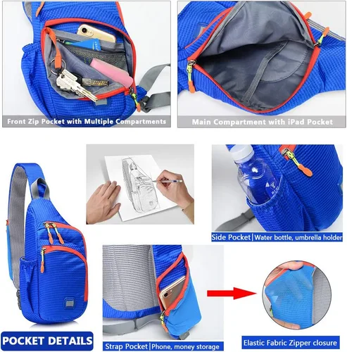 Miniatura 3 de Peicees Mochila pequeña tipo bandolera impermeable unisex bolsa de hombro cruzada en el pecho