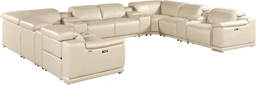 Miniatura 5 de BlackJack Furniture Venice - Juego de sofá reclinable seccional de cuero italiano de grano superior de 12 piezas con 4 reclinables eléctricos