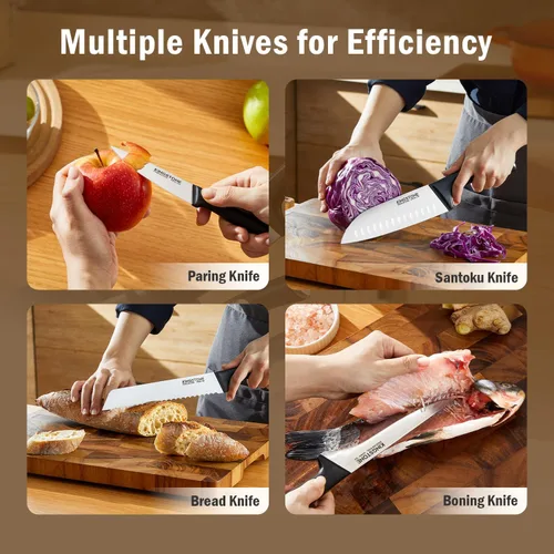 Miniatura 7 de KINGSTONE Juego de 14 cuchillos con portacuchillos, cuchillos de acero inoxidable de alto carbono con filo de precisión y durabilidad prolongada