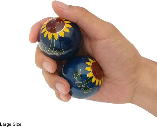 Miniatura 2 de Top Chi Bolas de baoding de girasol con soporte de bambú. Bolas chinas de salud para terapia de manos, ejercicio y alivio del estrés