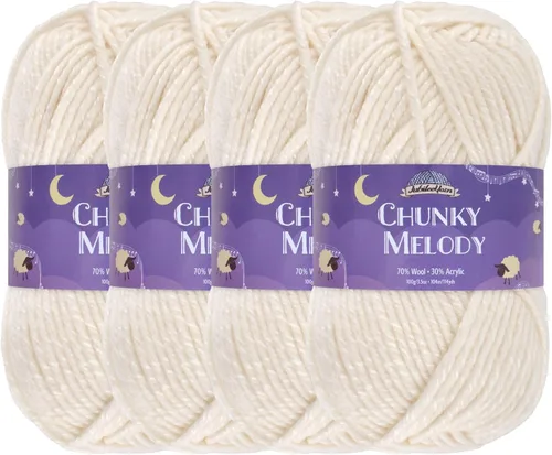 Miniatura 56 de JubileeYarn Chunky Melody - Hilo para tejer 100g/madeja, mezcla de lana gruesa, color maíz naranja - 2 madejas 15 Maíz Naranja