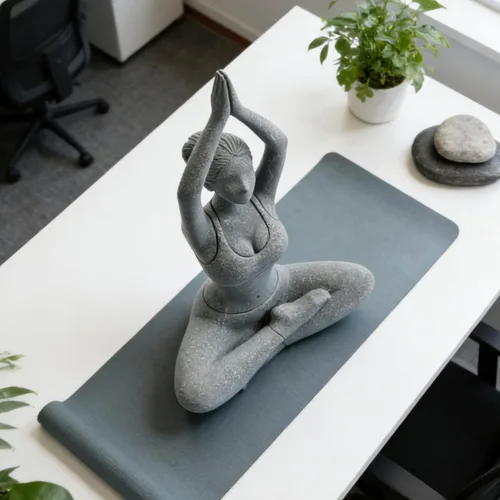 Miniatura 3 de livelyfish Estatua de dama de yoga, piedra arenisca, figura de yoga para meditación, figuras coleccionables para el hogar, estante del acuario