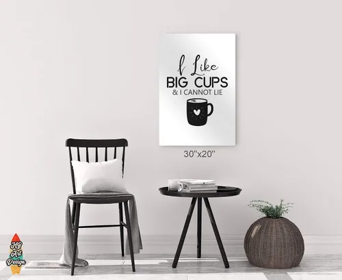 Miniatura 6 de HB Art Design I Like Big Cups & I Cannot Lie Black and White Quote and Mug Metal Print Wall Art Coffee Bar Decor Coffee Signs Kitchen Wall Decor
