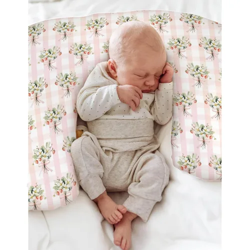 Miniatura 4 de Sweet Strawberry Baby Nursing Pillow Covers for Boy Girl Pastel Strawberries Floral Pink Bows Plaids Nursery Pillowcase for Breastfeeding Pillows