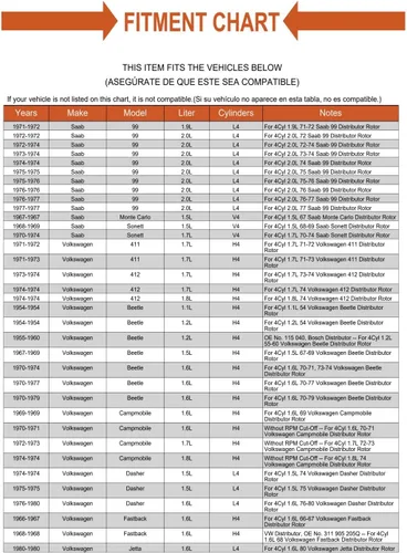 Miniatura 6 de Rotor distribuidor de repuesto para Mercedes VW 1600 2000 320 X19 190 220 E8