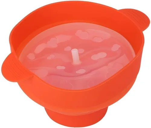 Miniatura 7 de Popcorn Popper para microondas con tapa de asa, plegable, de silicona, para hacer palomitas de maíz, uso en microondas u horno (rojo)