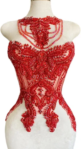 Miniatura 10 de Apliques hechos a mano de cristal sobre encaje, diamantes de imitación para coser, cuentas de flecos, parches de lentejuelas, accesorios de Champán