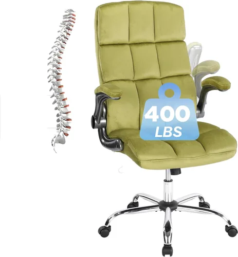 Miniatura 10 de Sillas de oficina de terciopelo con reposabrazos abatibles, silla de escritorio cómoda de tela para oficina en casa con ruedas, sillas ergonómicas
