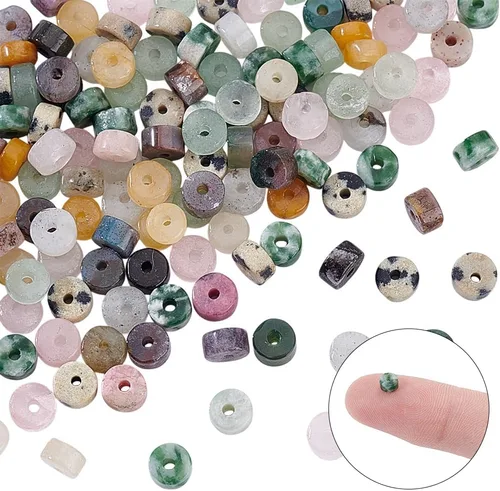 Miniatura 8 de NBEADS 160 cuentas Heishi de 8 estilos de piedras preciosas naturales, cuentas espaciadoras planas redondas de disco surtido, cuentas de roca de 160