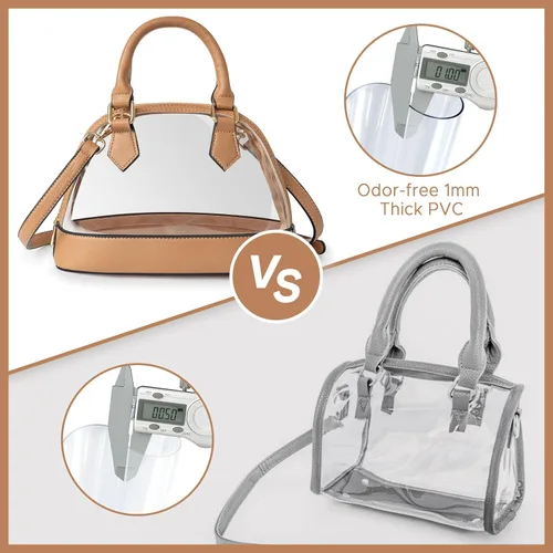 Miniatura 5 de Joryin - Bolso transparente aprobado para estadios para mujer, con cierre clásico, de piel vegana, bolso de mano