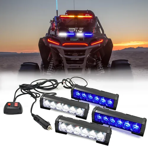 Miniatura 16 de 2 x 6 LED con 9 modos de advertencia para el tráfico - Luces estroboscópicas impermeables para auto, para interior, techo, salpicaderas, parabrisas