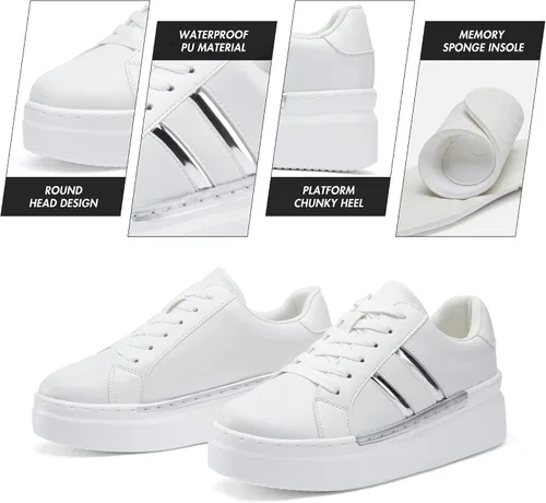 Miniatura 5 de Jeossy Tenis de moda con plataforma 8028 para mujer, zapatos casuales con cordones y soporte de arco
