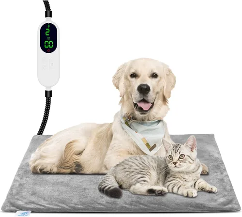 Miniatura 10 de Cama térmica para gatos de interior, almohadilla térmica eléctrica para mascotas para perros y gatos con temporizador, almohadilla térmica de 9