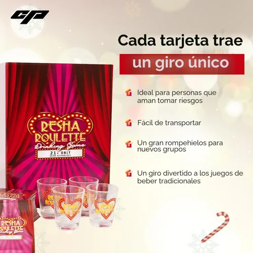 Miniatura 4 de Caresha Please Resha Roulette Card, Un Juego de Cartas para Beber para Fiestas y Más, Incluye 120 Cartas y 4 Vasos de Chupito, Juego de Beber
