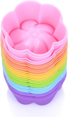 Miniatura 5 de Mini Begonia - Moldes de silicona para hornear, paquete de 24 unidades, moldes reutilizables para magdalenas, moldes de 2 pulgadas (2.0 in)