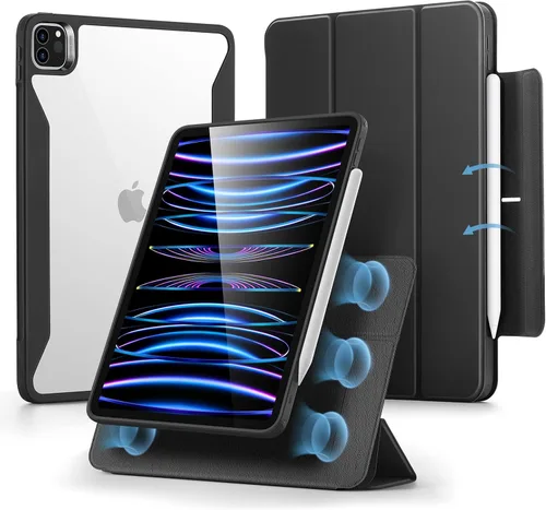 ESR Funda para iPad Pro de 11 pulgadas (2022/2021/2020/2018, 4ª/3ª/2ª/1ª generación) con soporte para lápiz, cubierta magnética extraíble, soporte