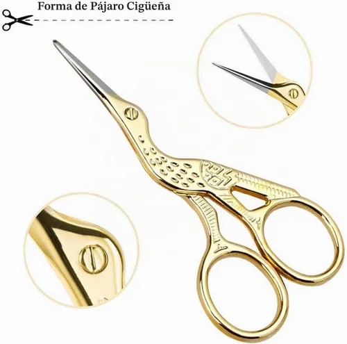 Miniatura 6 de Tijeras de coser con forma de cigüeña vintage, de acero inoxidable, tijeras de costura afiladas para bordado, manualidades, trabajo de arte y uso