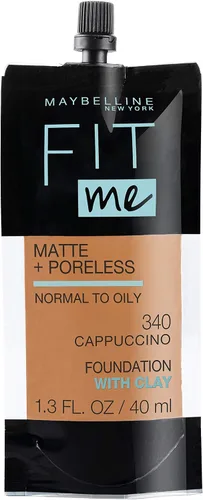Miniatura 38 de Maybelline New York Fit Me Matte + Poreless Base Líquida, Formato de Bolsa, 220 Natural Beige, 1.3 onzas 220 Beige natural