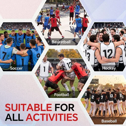 Miniatura 6 de Suhine 48 piezas de Penny de fútbol para deportes, varios colores, chalecos de fútbol Scrimmage Team Practice Jersey para adultos y niños