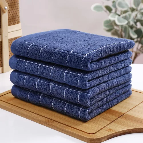 Miniatura 8 de Homaxy Toallas de cocina de rizo de algodón 100% (azul marino, 13 x 28 pulgadas), diseño a cuadros, toallas de cocina suaves y súper absorbentes